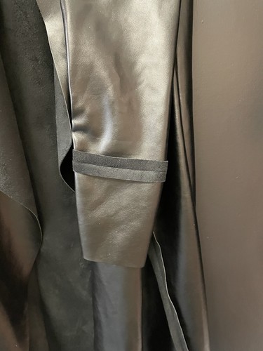 Pre-owned Planet By Lauren G Planet By Lauren Black Faux Leather Microfiber Asymetrical Coat Size 1