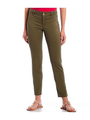 

CALVIN KLEIN Женские зеленые эластичные брюки средней посадки с карманами на молнии и карманами, Зеленый, M1BKG249