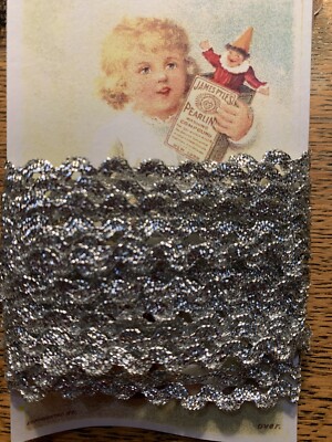 5 yd~ 1/4  Vintage  Silver Metalic  Ric Rac Trim~NOS Rick Rack