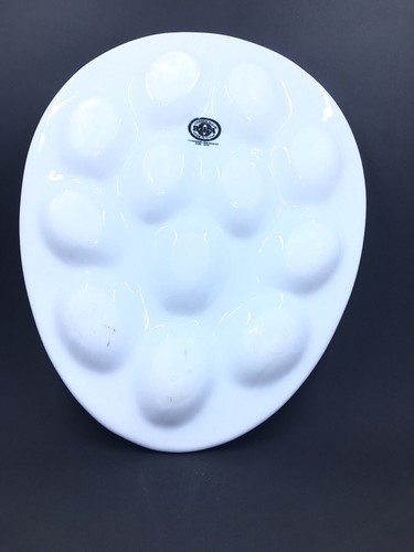 Cordon Blue Deviled Egg Plate 12 places White Porcelain Egg Party Serving Plate