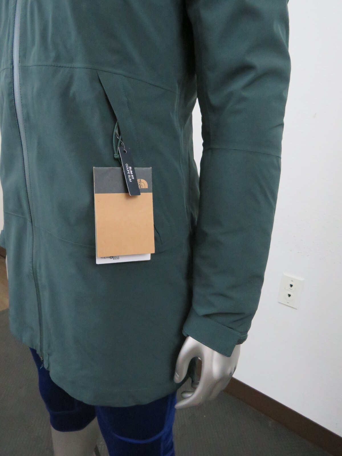 Pre-owned The North Face Womens  Thermoball Tri Climate Waterproof Insulated Parka Jacket In Green