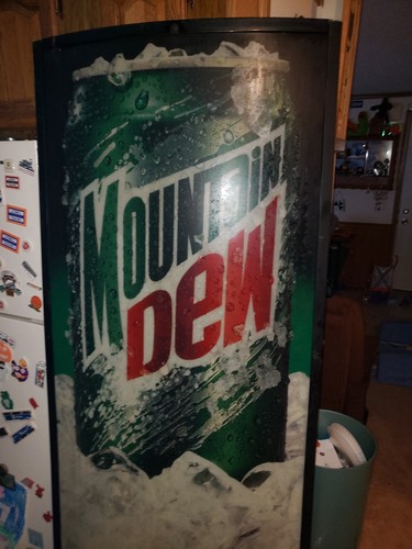 Vintage Mountain Dew Machine Sign original 6 ft Sign Vending Sign & bracket