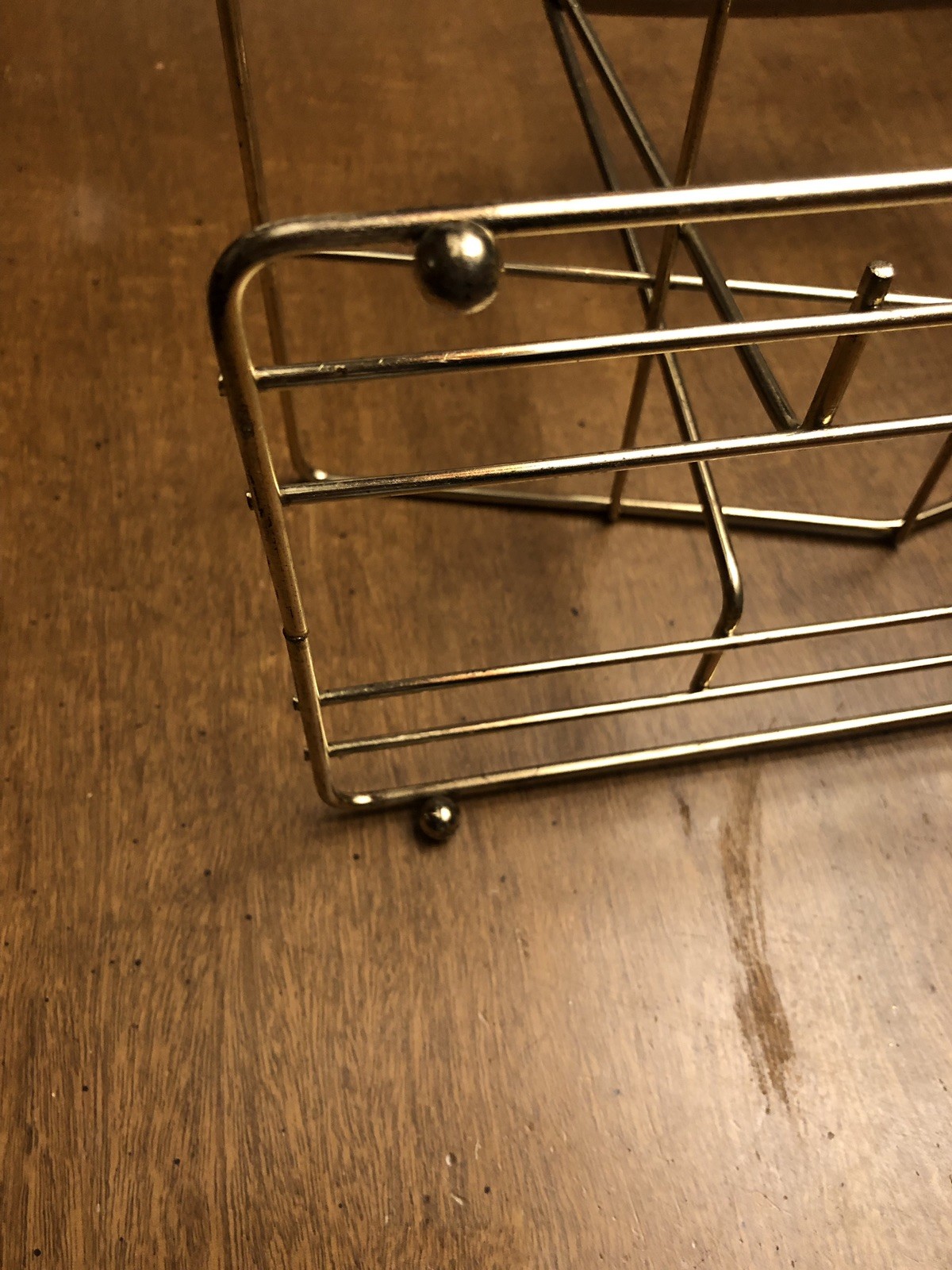 Vintage Wire Caddy Drinking Glass Carrier Mid Barware Holder Wood Handle