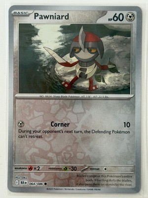 Pawniard 064/086 SV: Black Bolt Common Reverse Holo NM Pokemon Card