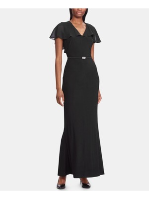 

RALPH LAUREN Женское черное платье-футляр макси с короткими рукавами и V-образным вырезом. Размер, Черный