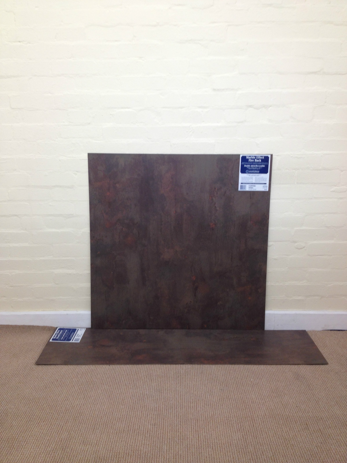 Marble Stone Effect Laminate Gas & Electric Fireplace Back Panel