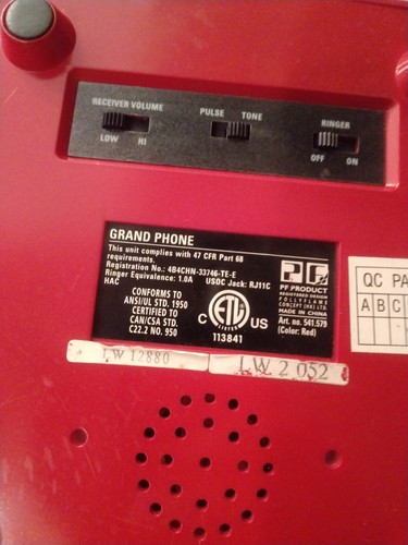 Retro Red Grand Classic Phone Push Button Rotary Style Large as is