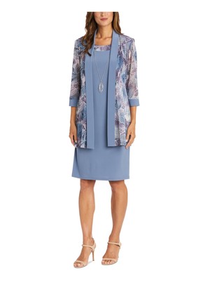 

R-M RICHARDS Женская серебряная куртка с открытыми передними рукавами 3/4 и платье без рукавов, Серебряный