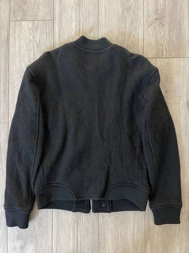 TOPMAN Biker Bomber Varsity Men&rsquo;s Jacket Small Black Boiled Wool Punk Goth