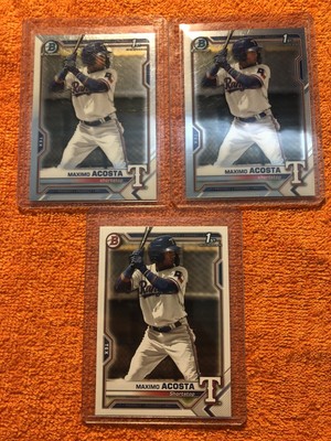 2021 1st Bowman Chrome Maximo Acosta #BCP-7 3 Card Lot 2x Chrome 1x Paper