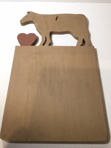 Vintage Wooden DAIRY Cow Primitive Folk Art Advertising? Wood Sign ~ 14x8”