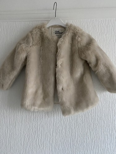 Girls cream cheap faux fur coat