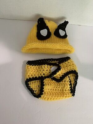 Handmade Crochet Infant Halloween Costume Wolverine Outfit - Hat & Diaper Cover 