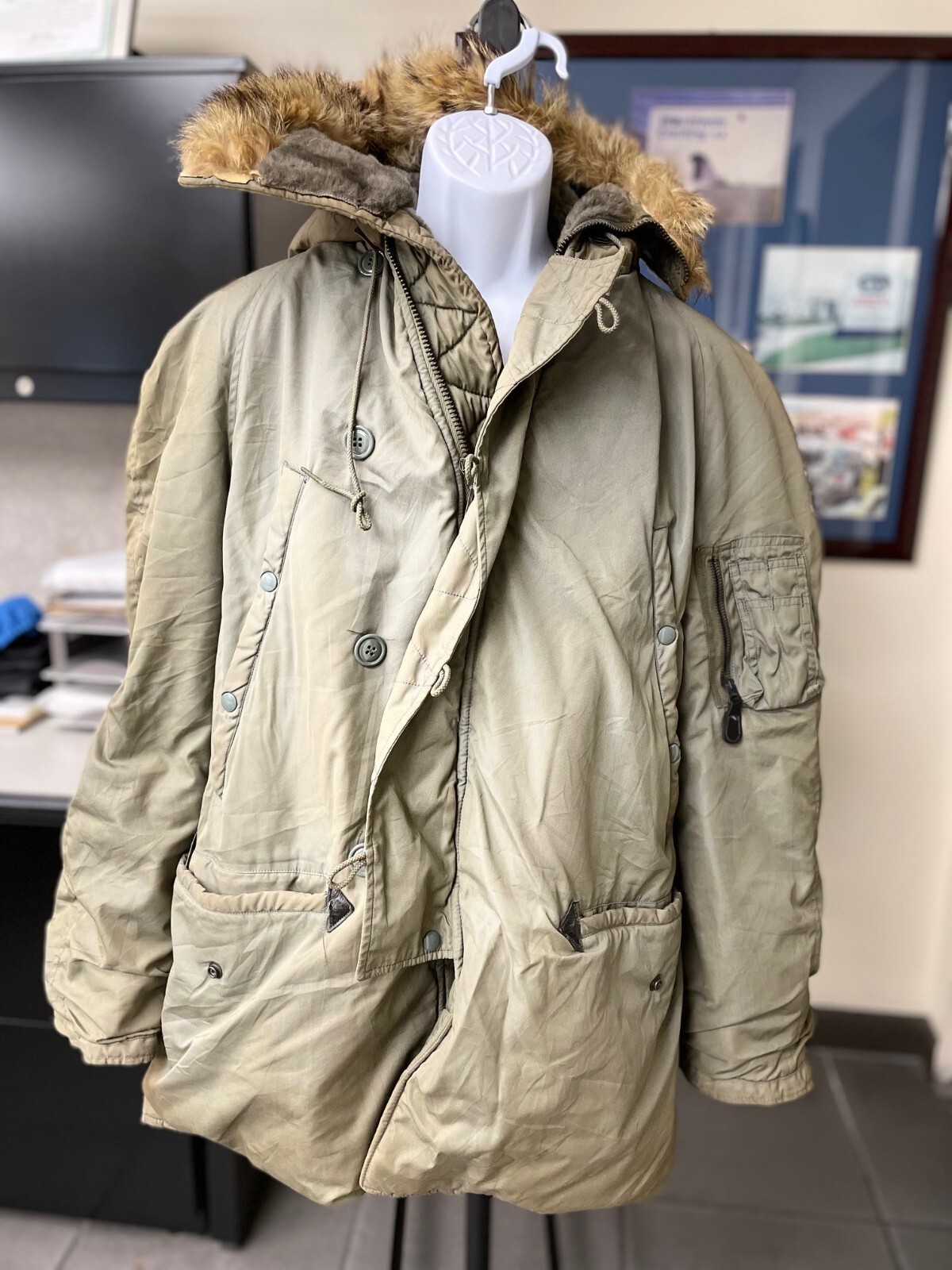 rrLi　　　50年代 US AIR FORCE N-3A 1950s Vintage USAF N-3A Blue Snorkel Parka MIL-J-6279 Hood