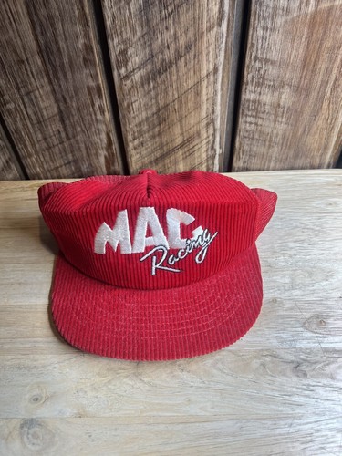 Vintage 80s Mac Tools Racing Corduroy Red Snapback Trucker