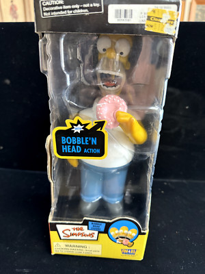 Homer Simpson Bobble Head Eating A Donut The Simpsons 2003 Vintage 10'' NIB