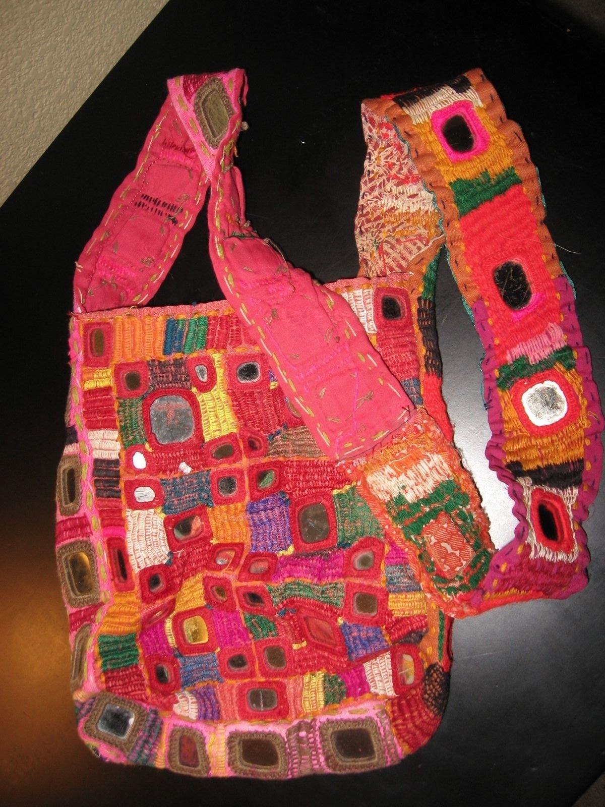 Vintage Old Tribal Mirrored Embroidered Hippy Bag Purse Across Body Ethnic