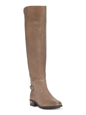 

VINCE CAMUTO Женские бежевые кожаные сапоги для верховой езды с широкими икрами на наборном каблуке, Бежевый, VC-POPPIDAL2