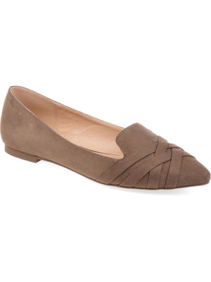 

JOURNEE COLLECTION Женские коричневые мокасины Mindee Toe без шнуровки с узором крест-накрест, Коричневый, MINDEE-FLAT