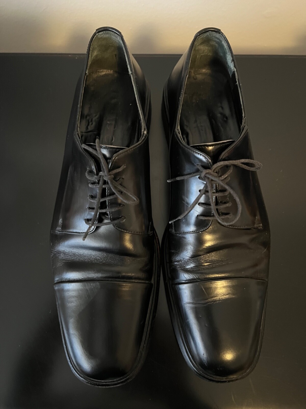 Gucci Mens Black Leather Italy Lace up Dress Shoes Size 10D