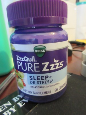 ZzzQuil Pure Zzzs Sleep + De-Stress, Melatonin, Ashwganda, 26 Gummies Exp. 03/24