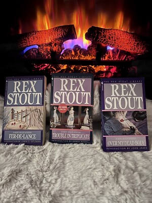 Rex Stout Lot Of 3 Books Trouble in Triplicate Fee-De-Lance & Over My Dead Body