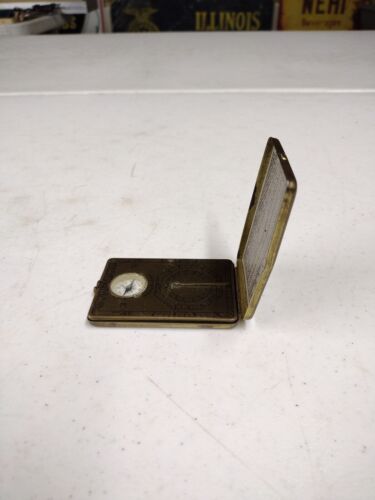 Antique Sunwatch Mfg Co. Brass Pocket Sun Dial & Compass