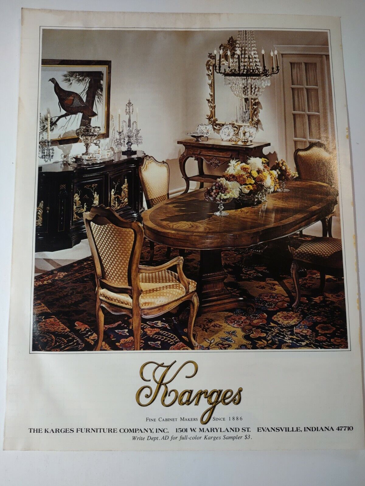Karges Furniture Company Fine Cabinet Makers Vintage Print Advertisement