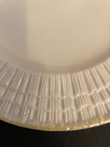 Belleek Bread Salad Dessert Plate Basket Weave Ireland Mint Green Stamp