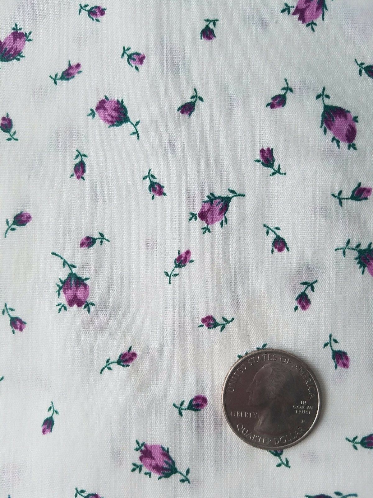 Vintage 1960's Petite PURPLE Violet Rose Buds Light Weight Chic FABRIC ~ 2 yds