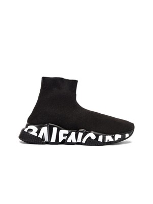 Женские черные кроссовки на танкетке BALENCIAGA с контрастным каблуком Speed Graffiti Toe 4