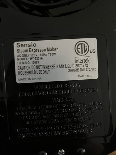 Bella Sensio Espresso Maker Model HY-5201A Replacement Frothing Tip Black Cover