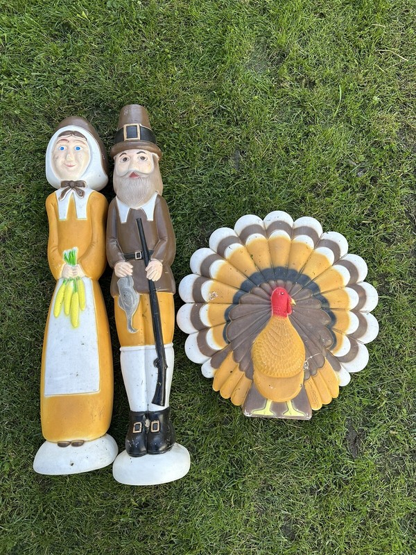 Vintage Don Featherstone Thanksgiving Blow Mold Lot - Man Woman