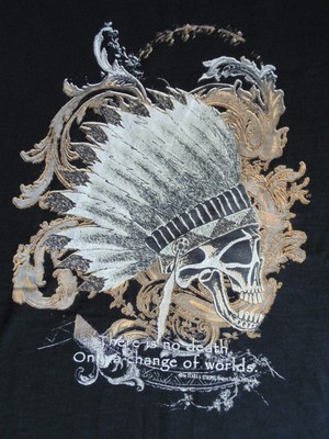 Shirt Westernschirt Indianermotiv Indian Skull Gr XL TShirt Kurzarm Printmotiv 