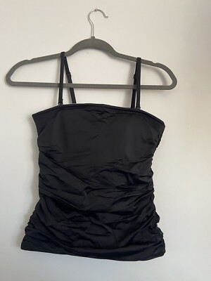 Venus Bathing Suit Set Black Cami Top Scrunched Sides Skirted Bottoms Size 4