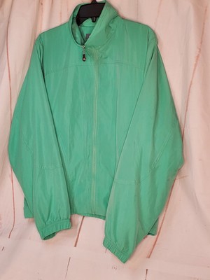 Koret Sport Track Jacket Womens Small Green Full Zip Pockets Lined Waistband