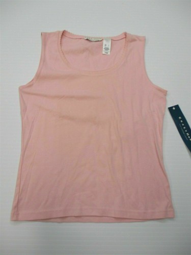 new CRAZY HORSE Women's Size L Cotton Pink Scallop Scoop Neck Tank Top