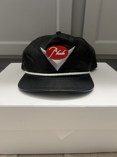 Rhude Leather Snap Back Hat Classic Racing Diner V8
