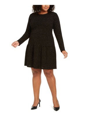 MICHAEL MICHAEL KORS Женское черное короткое вечернее платье с длинным рукавом плюс 2X