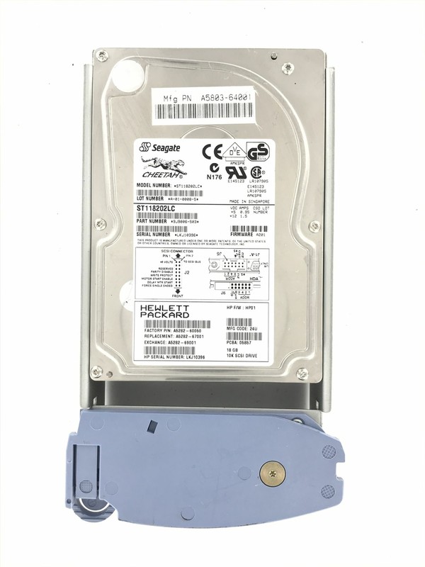 Hp A5803-64001 18.2gb 10k Lvd A5282-60050 A5282-67001 St118202lc 9j9006-503
