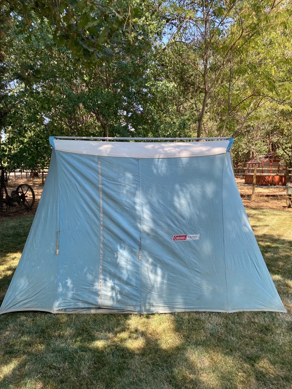 Coleman Olympic Canvas Tent 10×8 Very Nice Vintage Coleman Olympic Canvas Springbar Tent Blue