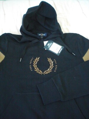 Fred Perry Bold Tipped Pullover Hoodie, NWT - Men s Medium (M) - Black, $155