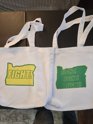FIGHT! 2 Pack! Oregon Logo Sports Shopping Bag -  Green Yellow Duck Colors