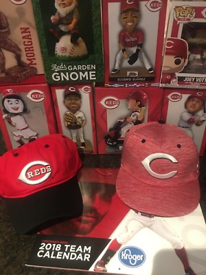 Cincinnati REDS 2018 SGA Lot - Bobbleheads, Hats, Funko Pop, Gnome, Statue NIB