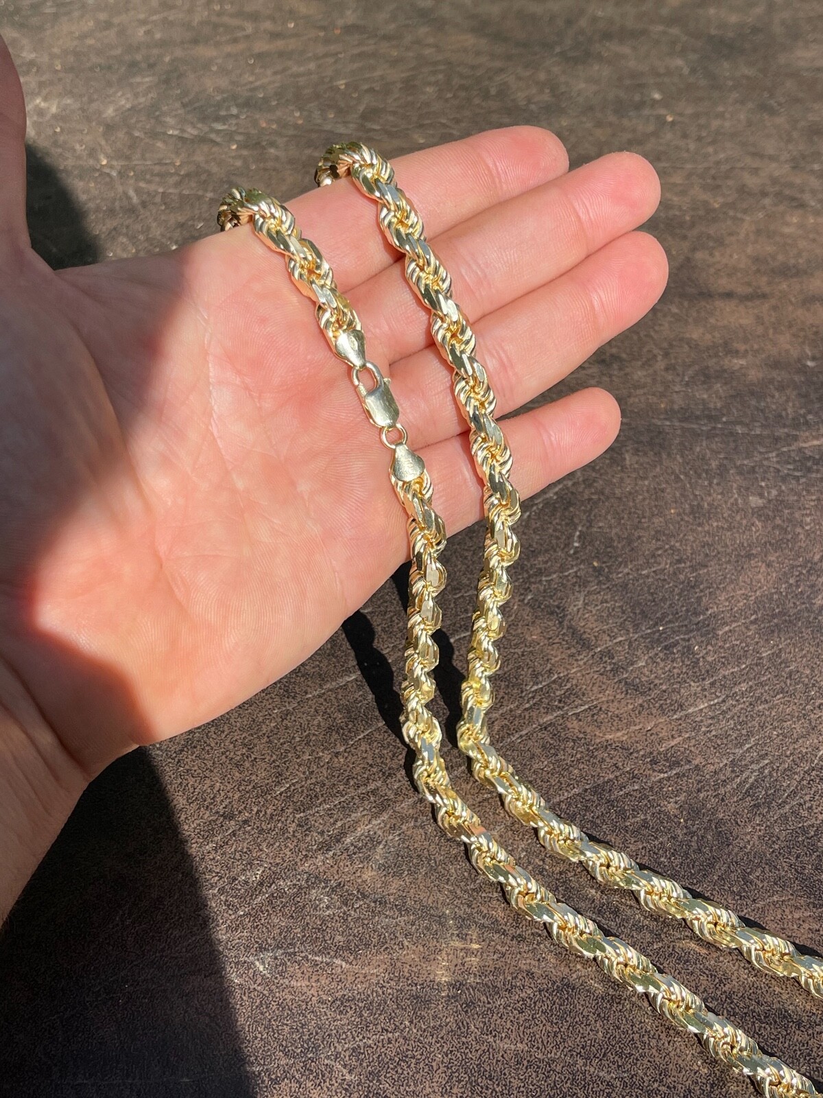 Pre-owned Silver 8mm Thick Rope Chain 14k Gold Plated Real Solid 925 Sterling  Necklace Big