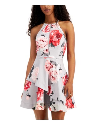 БЕЗМОЛВНОЕ женское серое платье на бретелях без рукавов с коротким рукавом + расклешенное платье 5