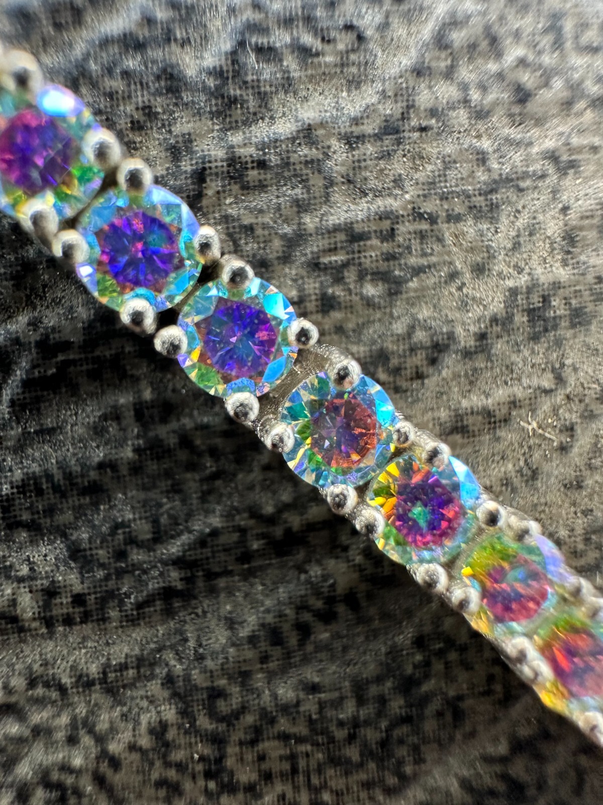 Pre-owned Silver Real Iced Opal Rainbow Moissanite 3mm Tennis Bracelet 925  Diamond Tester