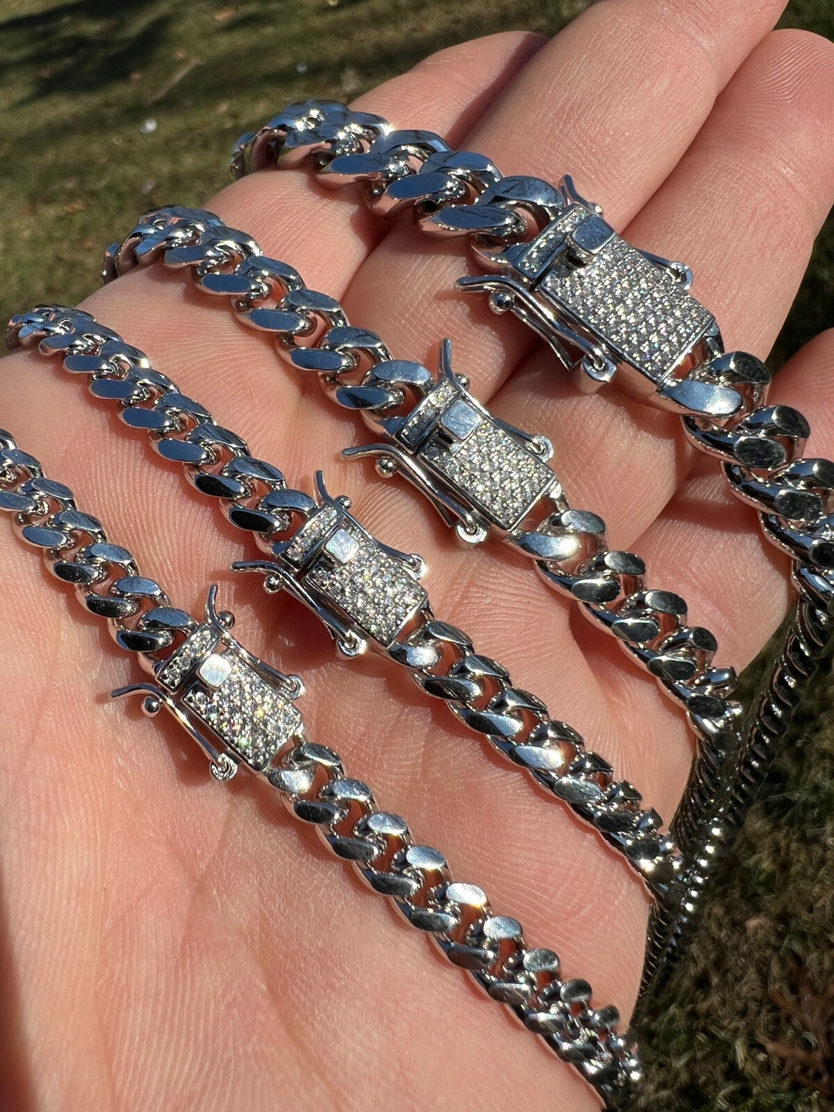 Preowned Harlembling Real Miami Cuban Chain Necklace 925 Silver