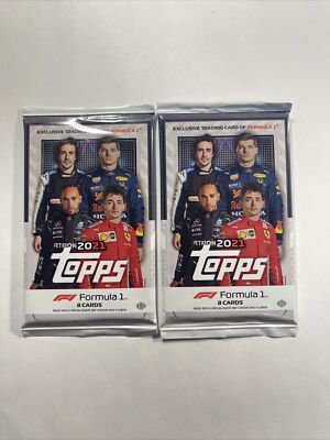 2x 2021 Topps Formula 1 F1 Factory Sealed Hobby Pack LOT From Box - Flagship