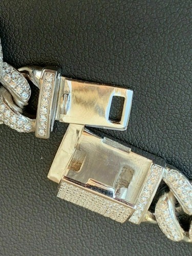 Pre-owned Silver Solid 925  Mens Figarucci Gucci Link Cuban Chain Cz Hip Hop Figaro